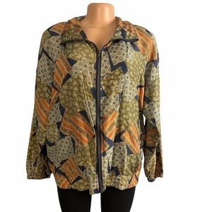 Vintage EVR 100% Silk Windbreaker Jacket with a Paisley Patchwork Print